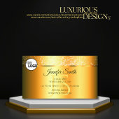 Lichtgevende Oranje Gouden Sparkly Glitter Initial Visitekaartje