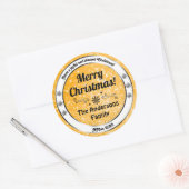 Lichtgevende Oranje Sparkle Glitter Kerstmisetiket Ronde Sticker (Envelop)