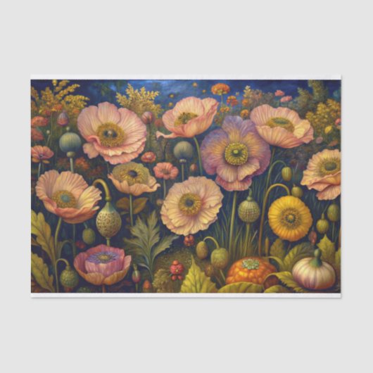 Lichtgevende papaver bloei decoupage tissuepapier (Voorkant)