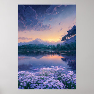 Lichtgevende Reflecties van het Paarse Meer Poster
