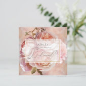 LICHTGEVENDE ROOS Elegante Moderne Bloemen Bruidsm Kaart (Staand voorkant)