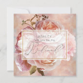 LICHTGEVENDE ROOS Elegante Moderne Bloemen Bruidsm Kaart (Voorkant)