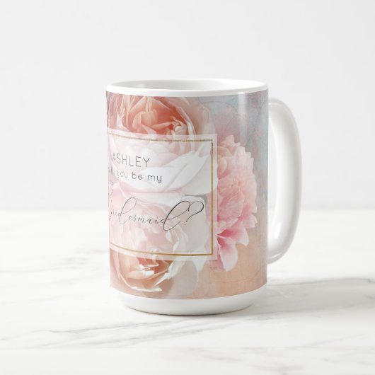 LICHTGEVENDE ROOS Elegante Moderne Bloemen Bruidsm Koffiemok (Voorkant rechts)