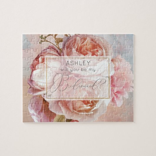 LICHTGEVENDE ROOS Elegante Moderne Bloemen Bruidsm Legpuzzel (Horizontaal)