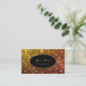 Lichtgevende Roos Golden Glitter Glam Trendy Promo Visitekaartje (Staand voorkant)