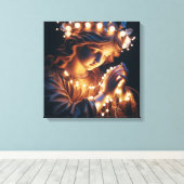 Lichtgevende rozenkrans 5 canvas afdruk (Insitu (Houten vloer))