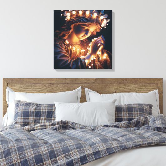 Lichtgevende rozenkrans 5 canvas afdruk (Insitu (Slaapkamer))