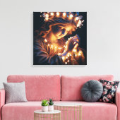 Lichtgevende rozenkrans 5 canvas afdruk (Insitu (Woonkamer))