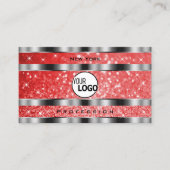 Lichtgevende Ruby Red Glitter Sterren en Logo Silv Visitekaartje (Voorkant)