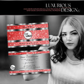 Lichtgevende Ruby Red Glitter Sterren en Logo Silv Visitekaartje
