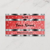 Lichtgevende Ruby Rode Glitter Sterren Zilveren De Visitekaartje (Voorkant)