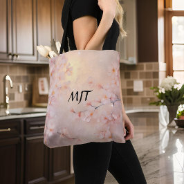 Lichtgevende Sakura Kersenbloesem takken Monogram Tote Bag