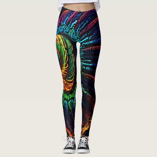 Lichtgevende Shell Design: Natuur in Neon Leggings (Voorkant)