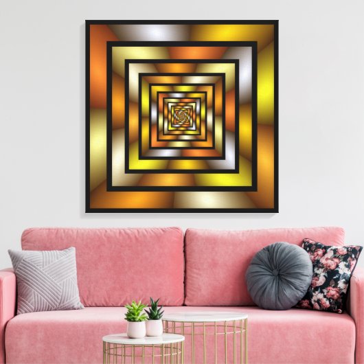 Lichtgevende Tunnel Kleurrijke Trippy Fractal Grap Canvas Afdruk (Insitu (Woonkamer))