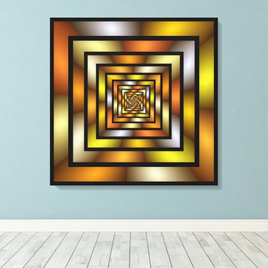 Lichtgevende Tunnel Kleurrijke Trippy Fractal Grap Canvas Afdruk (Insitu (Houten vloer))