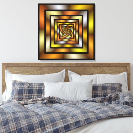 Lichtgevende Tunnel Kleurrijke Trippy Fractal Grap Canvas Afdruk (Insitu (Slaapkamer))