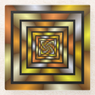 Lichtgevende Tunnel Kleurrijke Trippy Fractal Grap Glazen Onderzetter