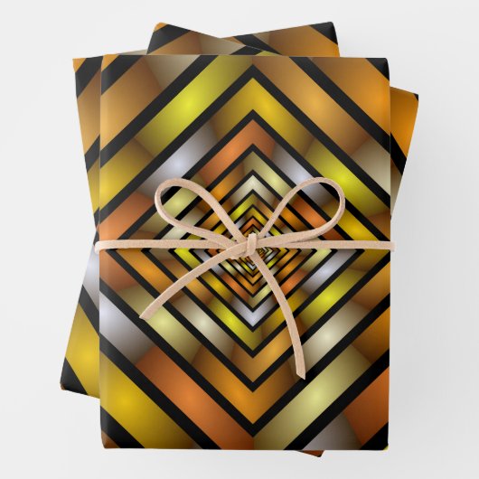 Lichtgevende Tunnel Kleurrijke Trippy Fractal Grap Inpakpapier Vel (In situ)