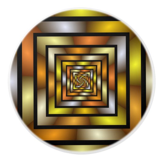 Lichtgevende Tunnel Kleurrijke Trippy Fractal Grap Keramische Knop (Voorkant)