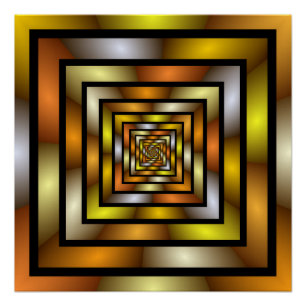 Lichtgevende Tunnel Kleurrijke Trippy Fractal Grap Poster