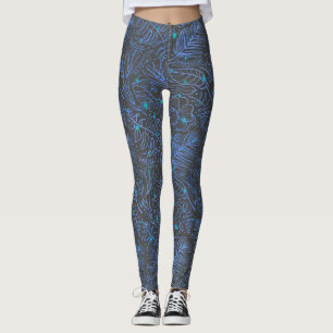 Lichtgevende verspreide planten contouren.Blue D G Leggings