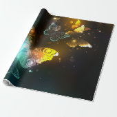 Lichtgevende vlinder en nachtvlinders cadeaupapier (Uitgerold)