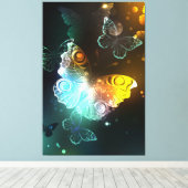 Lichtgevende vlinder en nachtvlinders canvas afdruk (Insitu (Houten vloer))