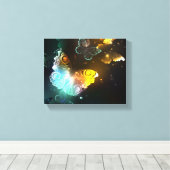 Lichtgevende vlinder en nachtvlinders canvas afdruk (Insitu (Houten vloer))