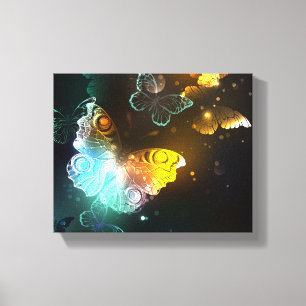Lichtgevende vlinder en nachtvlinders canvas afdruk