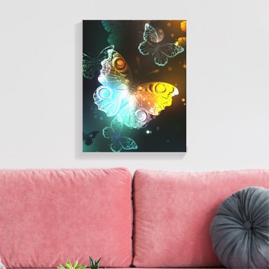 Lichtgevende vlinder en nachtvlinders canvas afdruk (Insitu (Woonkamer))