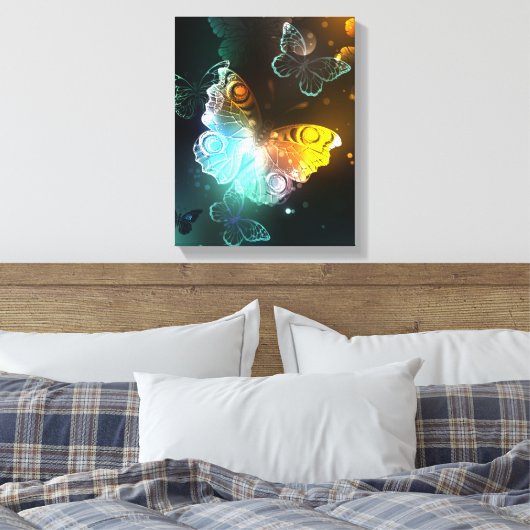 Lichtgevende vlinder en nachtvlinders canvas afdruk (Insitu (Slaapkamer))