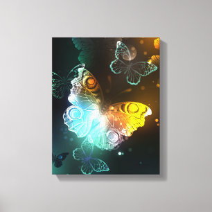 Lichtgevende vlinder en nachtvlinders canvas afdruk