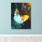 Lichtgevende vlinder en nachtvlinders canvas afdruk (Insitu (Houten vloer))