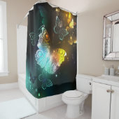 Lichtgevende vlinder en nachtvlinders douchegordijn (In situ)