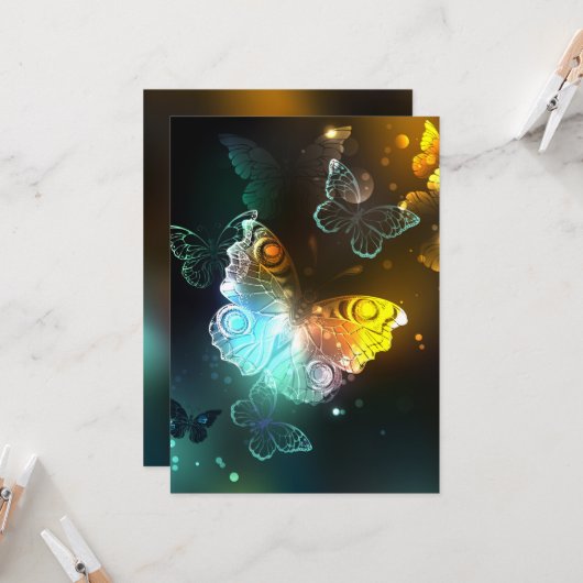 Lichtgevende vlinder en nachtvlinders kaart (Voorkant / Achterkant in situ)