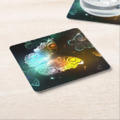 Lichtgevende vlinder en nachtvlinders kartonnen onderzetters (Schuin)