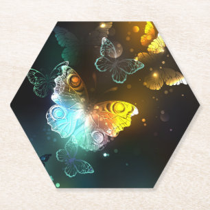 Lichtgevende vlinder en nachtvlinders kartonnen onderzetters