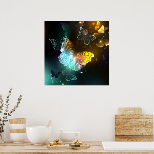 Lichtgevende vlinder en nachtvlinders poster (Keuken)