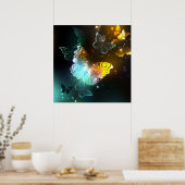 Lichtgevende vlinder en nachtvlinders poster (Keuken)