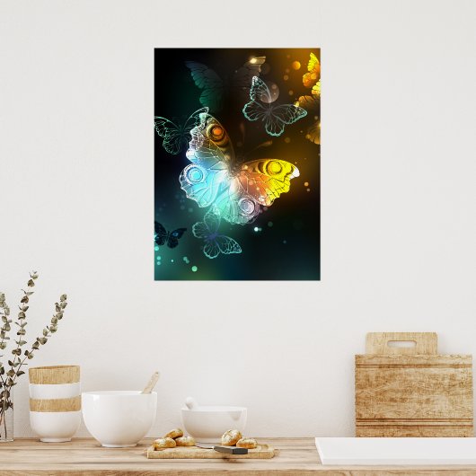 Lichtgevende vlinder en nachtvlinders poster (Keuken)