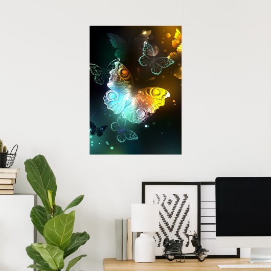 Lichtgevende vlinder en nachtvlinders poster (Thuiskantoor)