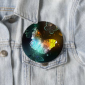 Lichtgevende vlinder en nachtvlinders ronde button 4,0 cm (In situ)