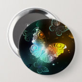 Lichtgevende vlinder en nachtvlinders ronde button 4,0 cm (Voorkant /achterkant)