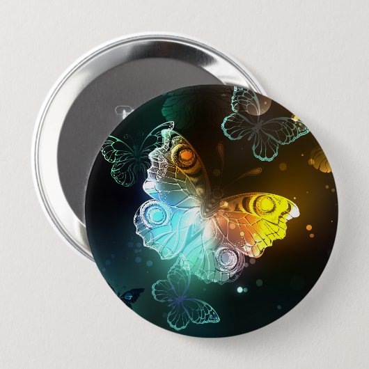 Lichtgevende vlinder en nachtvlinders ronde button 4,0 cm (Voorkant /achterkant)