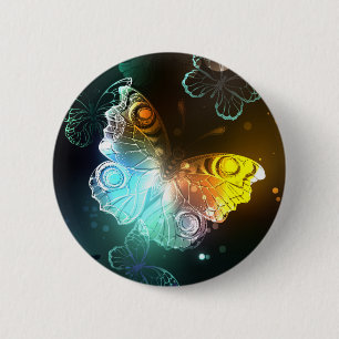 Lichtgevende vlinder en nachtvlinders ronde button 5,7 cm