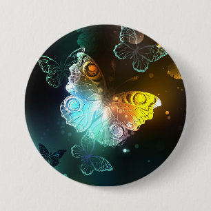 Lichtgevende vlinder en nachtvlinders ronde button 7,6 cm