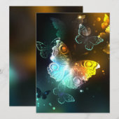 Lichtgevende vlinder en nachtvlinders save the date (Voorkant / Achterkant)