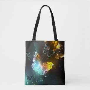 Lichtgevende vlinder en nachtvlinders tote bag