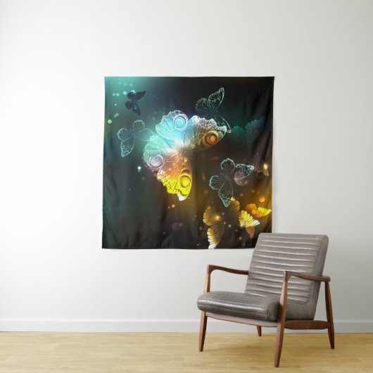 Lichtgevende vlinder en nachtvlinders wandkleed (In Situ (horizontaal))