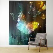 Lichtgevende vlinder en nachtvlinders wandkleed (In situ)